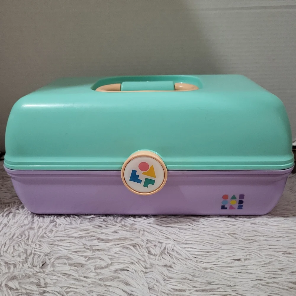 Vintage 90’s Caboodles of California Teal & Purple Makeup Box Case